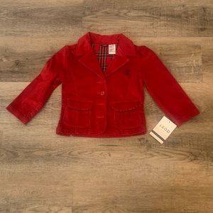 NWT IZOD Girl Red Pea Coat Size 3T (Perfect Holidays Jacket) Embroidered logo